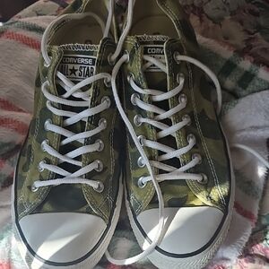 Converse Olive Camouflage Sneakers Men 10; WO's 12